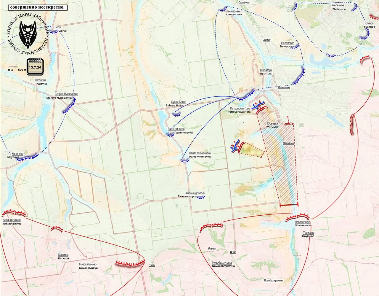 Троецкое направление - карта боевых действий на 13.07.2024