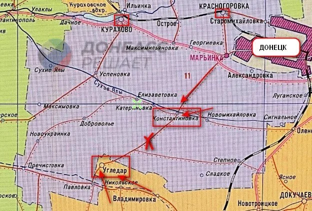 Угледарское направление. Константиновка - карта боевых действий