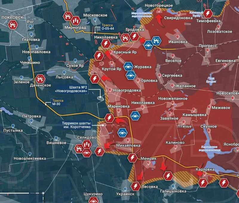 Покровское направление - карта боевых действий на 31.08.2024