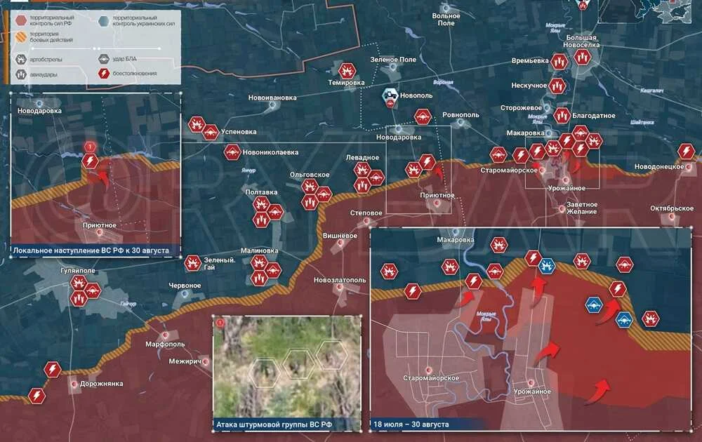 Времьевское направление - карта боевых действий на 31.08.2024