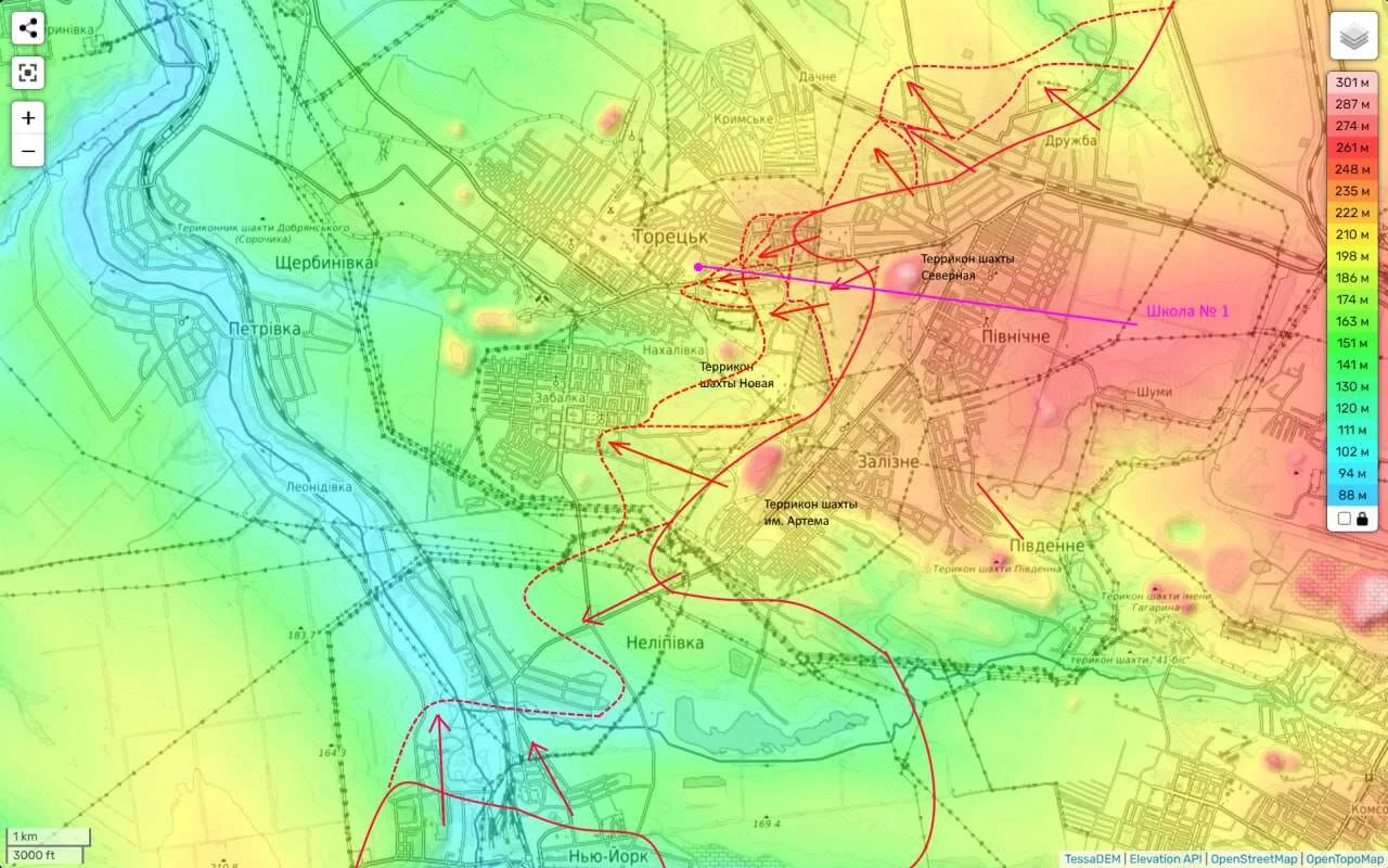 Торецкое направление - карта боевых действий на 01.09.2024