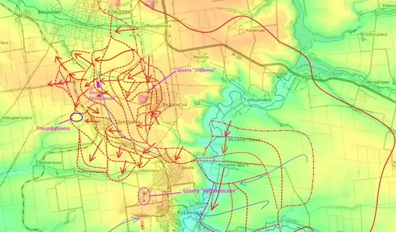 Кураховское направление - карта боевых действий на 08.10.2024