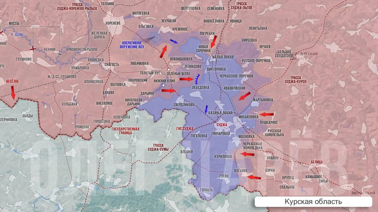 Курское направление - карта боевых действий