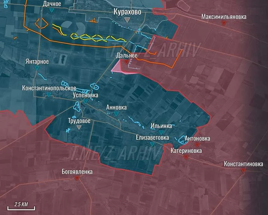 Кураховское направление - карта боевых действий