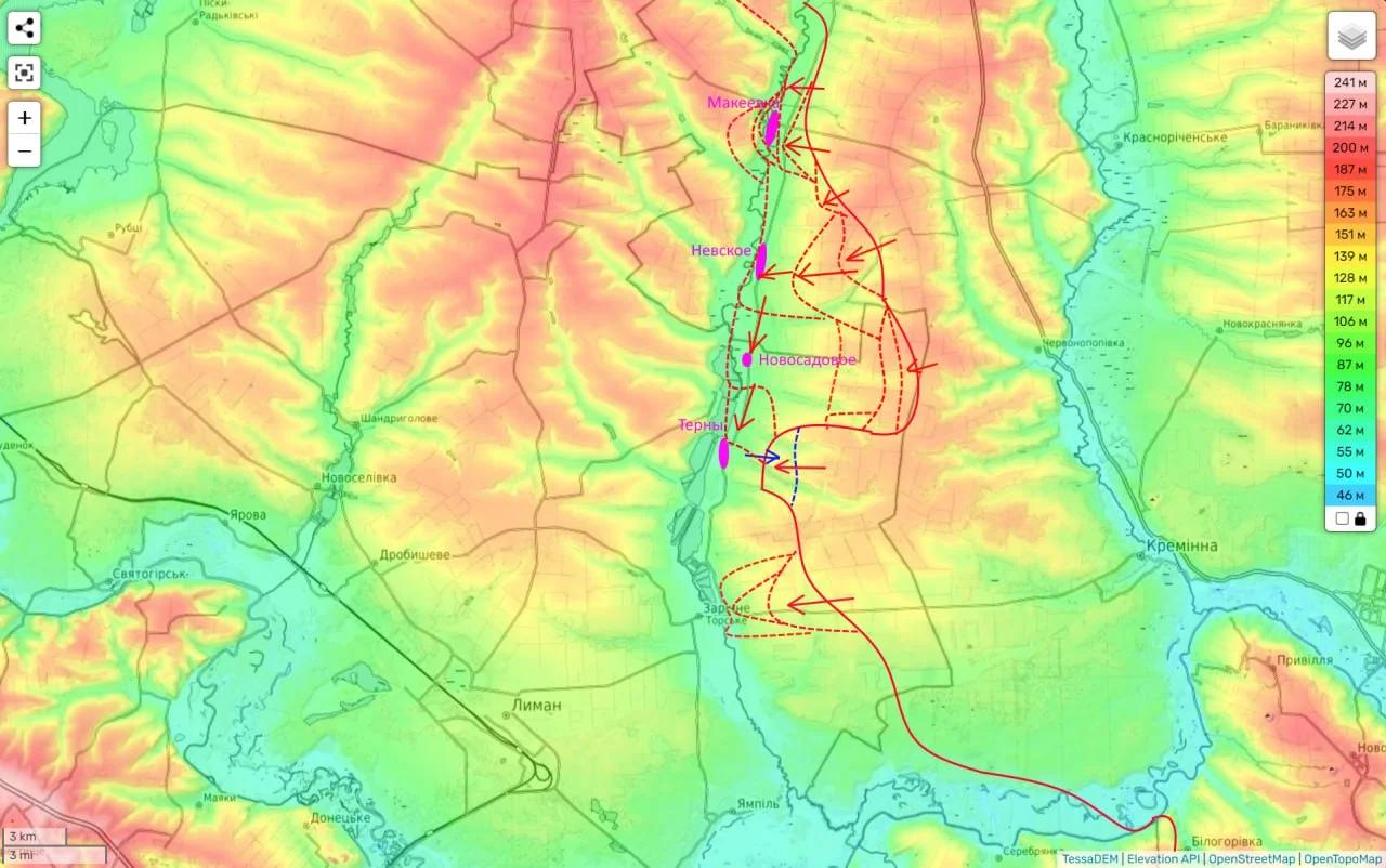 Лиманское направление - карта боевых действий на 25 ноября 2024 года