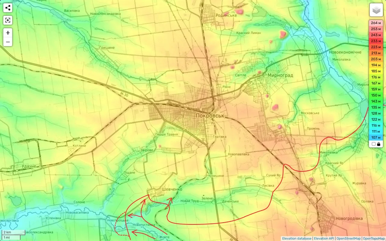Покровское направление - Карта боевых действий на сегодня