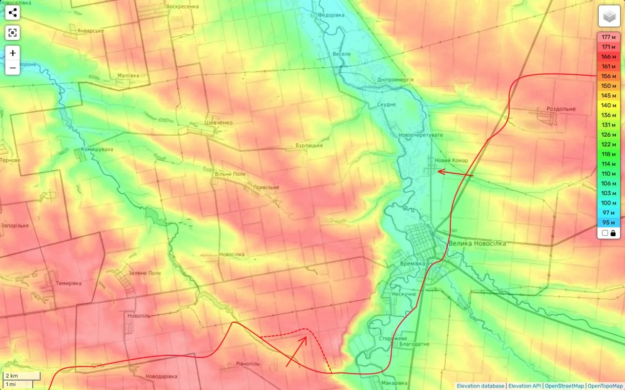 БольшеНовосёловское направление - карта боевых действий