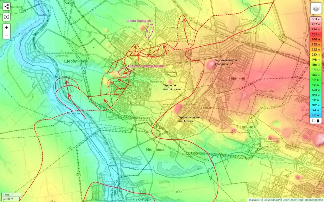 Торецкое направление - карта боевых действий на 12.12.2024