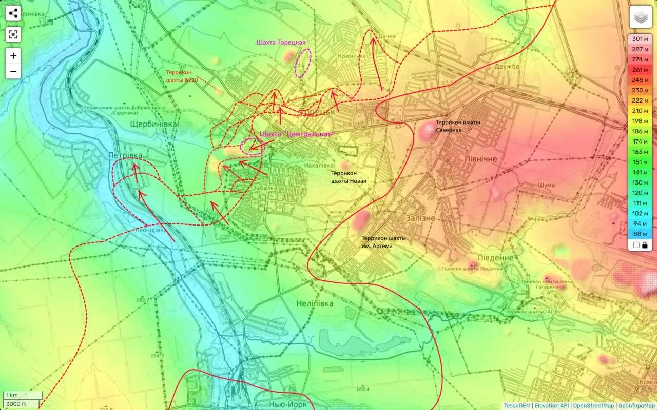 Торецкое направление - карта боевых действий